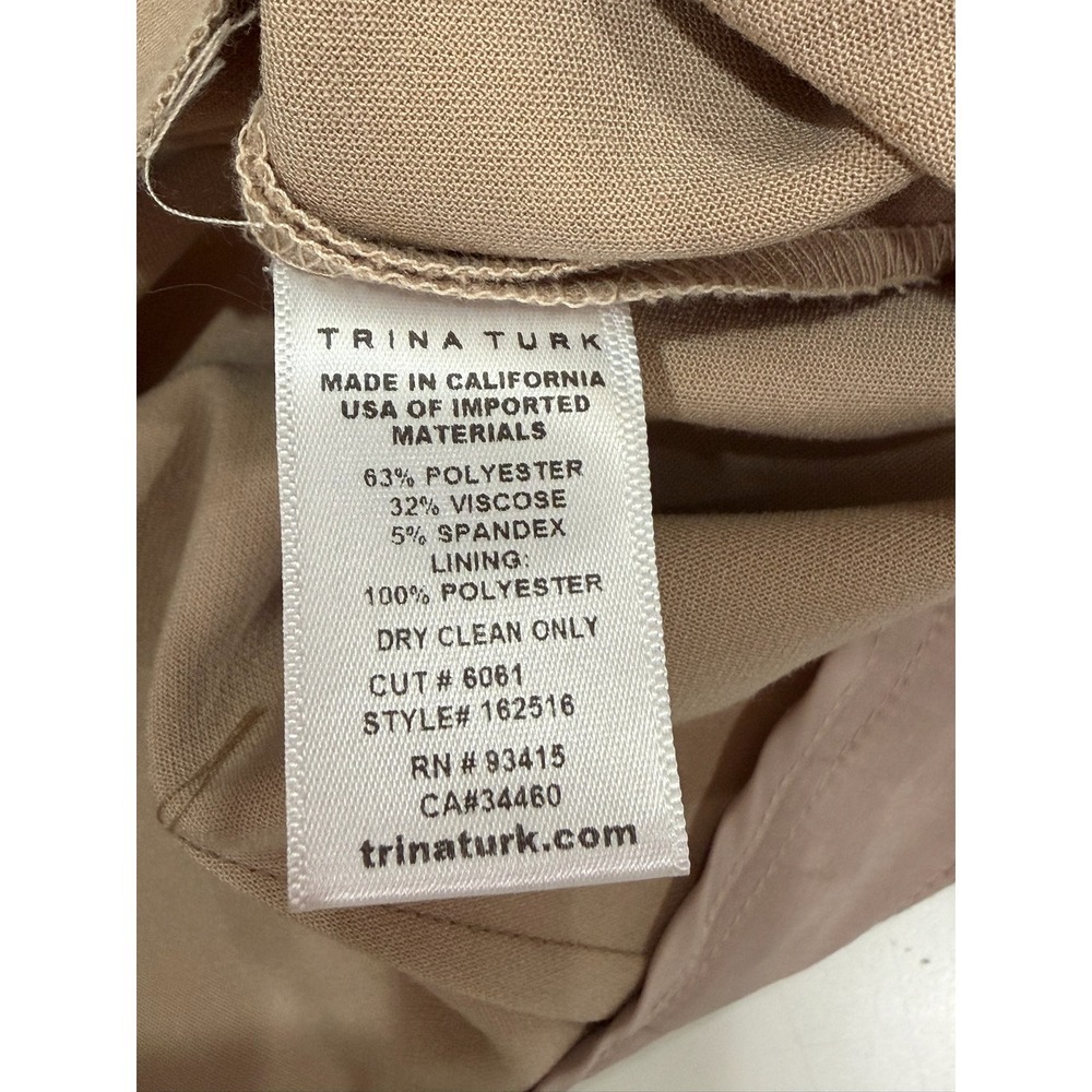 Trina Turk Tan Khaki High Waisted Tailored Shorts Size 14 Side Zip 162516 - Picture 5 of 6
